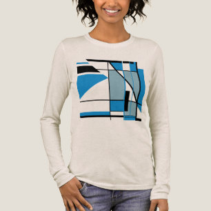 Blue Teal Black MCM Look Mosaic Geometric Abstract Tri-Blend Shirt