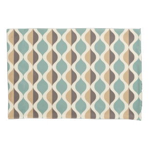 Blue teal brown Mid Century Modern Retro Vintage Pillowcase