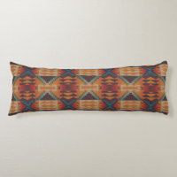 Blue Teal Dark Brown Beige Orange Red Tribal Art