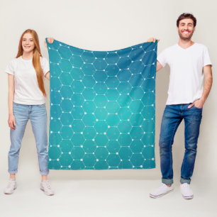 Blue Teal DNA Pattern Fleece Blanket
