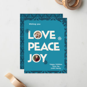 Blue Teal Family Custom Picture Frame Christmas Card