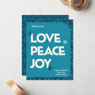 Blue Teal Family Picture Frame Christmas Holiday Card