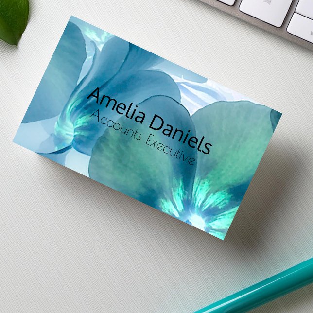 Blue & Teal Floral Business Card (Creator Uploaded)
