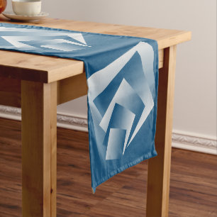 Blue Teal geometry Medium Table Runner