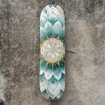 Blue Teal Gold Floral Mandala Skateboard<br><div class="desc">Ride in style with our Teal & Gold Floral Mandala Skateboard. This stunning skateboard features a vibrant and intricate floral mandala design in eye-catching teal and gold, adding a touch of elegance and personal flair to your skating adventures. It’s not just a skateboard; it’s a statement of style that stands...</div>