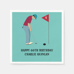 Blue Teal Golfer Themed Napkins