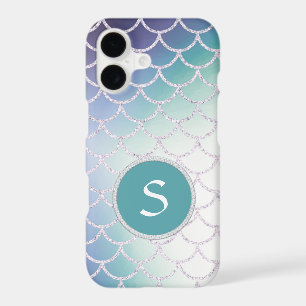 Blue Teal Gradient Luxury Fishscales Monogram