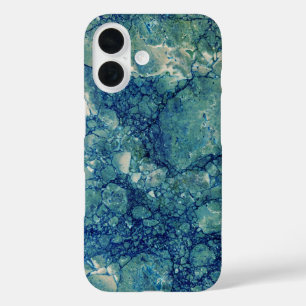 Blue Teal Green Marble Texture iPhone 16 Case