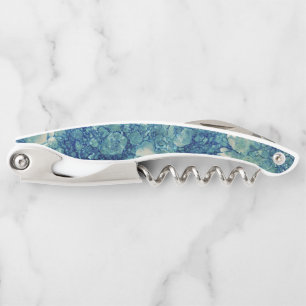Blue Teal Green Marble Texture Corkscrew