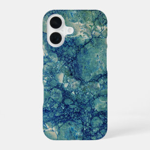 Blue Teal Green Marble Texture iPhone 16 Case
