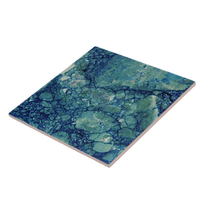 Blue Teal Green Marble Texture Tile (Side)