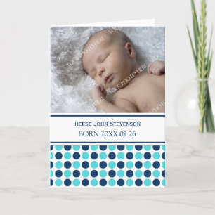 Blue Teal It's a Boy Photo Birth Announcement