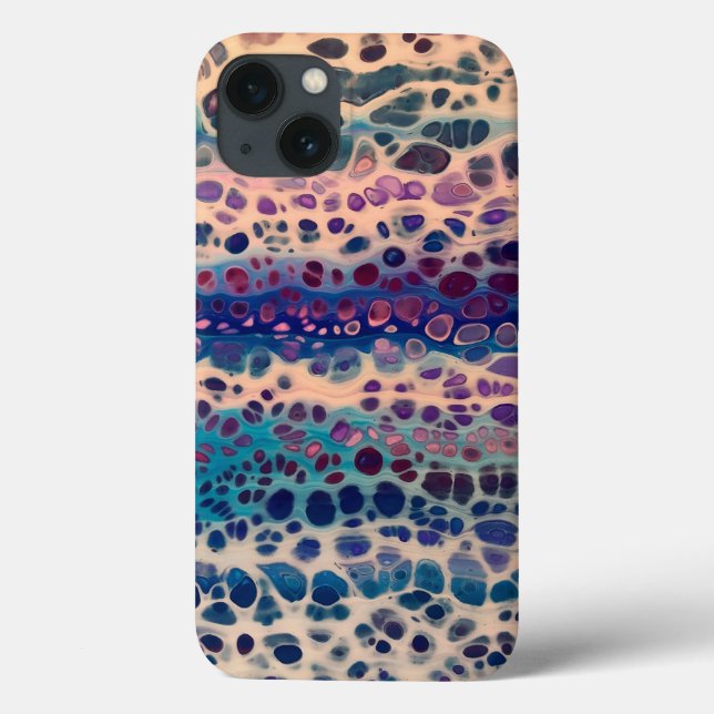 Blue Teal Lilac White Acrylic Abstract Fluid Art Case-Mate iPhone Case (Back)