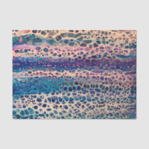 Blue Teal Lilac White Acrylic Abstract Fluid Art Tissue Paper