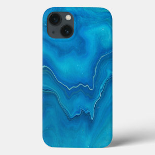 Blue & Teal Marble Agate Abstraction   iPhone 13 Case