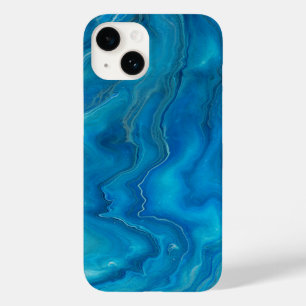 Blue & Teal Marble Agate Abstraction Case-Mate iPhone 14 Case