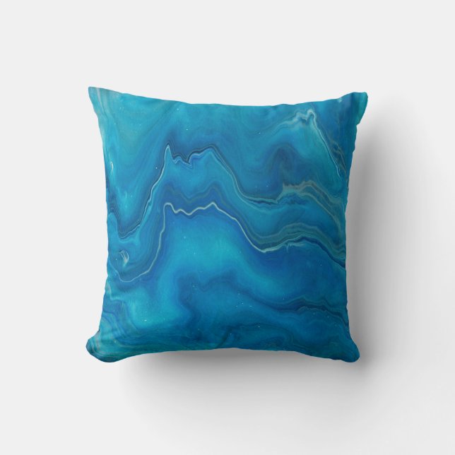 Blue & Teal Marble Agate Abstraction   Cushion (Front)