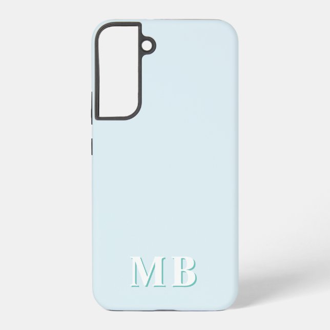 Blue & Teal | Minimal Modern Initial Monogram Samsung Galaxy S22+ Case (Back)