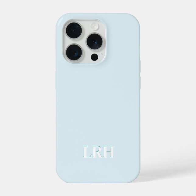 Blue Teal Modern Minimalist Initial Monogram  iPhone Case (Back)