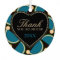 Blue Teal Monogram Thank You Heart Ornament
