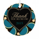 Blue Teal Monogram Thank You Heart Ornament