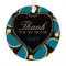 Blue Teal Monogram Thank You Heart Ornament