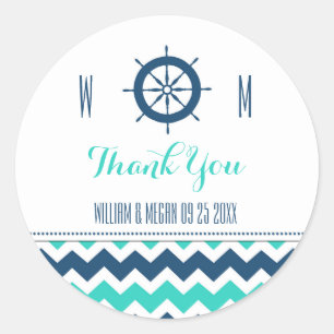 Blue Teal Nautical Thank You Wedding Favour Tags