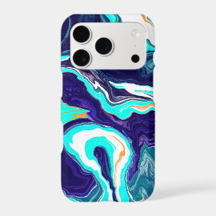 Blue Teal Ocean Swirls Marble Fluid Art