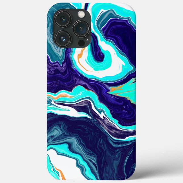  Blue Teal Ocean Swirls Marble Fluid Art   Case-Mate iPhone Case (Back)