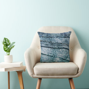 Blue Teal Oceanic Glitter Glam 1 Cushion