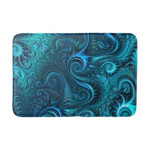 Blue & Teal Octopus Tentacles Spiral Pattern Bath Mat