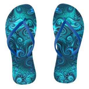 Blue & Teal Octopus Tentacles Spiral Pattern  Jandals