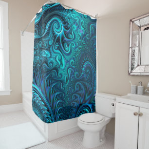Blue & Teal Octopus Tentacles Spiral Pattern Shower Curtain
