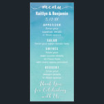 Blue & Teal Ombre Watercolor Wedding Menu Card<br><div class="desc">This elegant menu card was designed to complement the Blue & Teal Ombre Watercolor Wedding Set. However it is so easy to edit that you might choose to customise this menu card with your own background image! This is ideal for a modern, casual, beach or water-themed wedding celebration. The rich...</div>