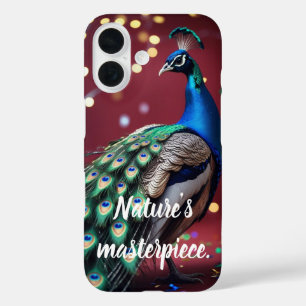 Blue Teal Peacock Feather Artistic iPhone 16 Case