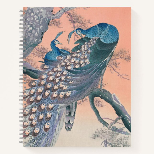 Blue Teal Peacocks Notebook (Front)
