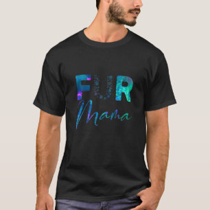 Blue teal purple Fur mama paw print heart puppy do T-Shirt
