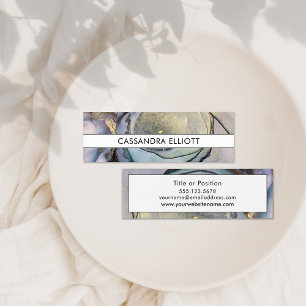 Blue Teal Purple & Gold Alcohol Ink Liquid Art Mini Business Card