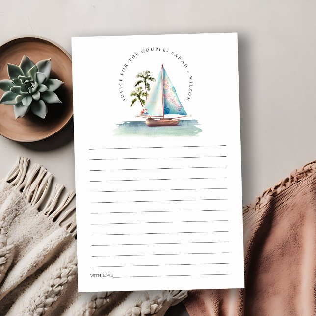 Blue Teal Sailboat Palm Seascape Advice For Couple (Creator Uploaded)
