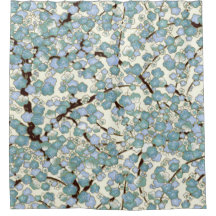 Blue Teal Sakura Fine Vintage Japanese Floral