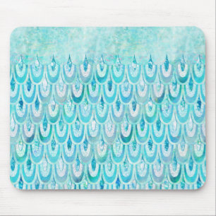 Blue Teal Shiny Mermaid Scales Fish Scales Mouse Pad