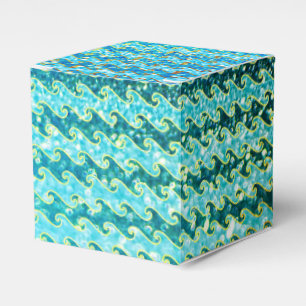 Blue Teal Sparkle Ocean Mermaid Waves Pattern Favour Box