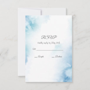 Blue Teal Watercolor Abstract Frame RSVP Card
