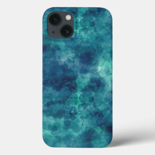 Blue Teal Watercolor Abstraction iPhone 13 Case