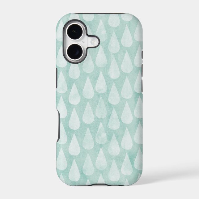 Blue/Teal Watercolor Raindrops Pattern (Back)