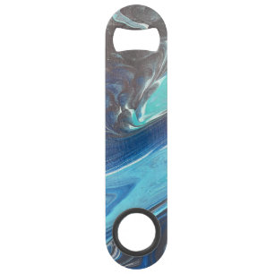 Blue Teal White Stainless Steel Bottle Opener