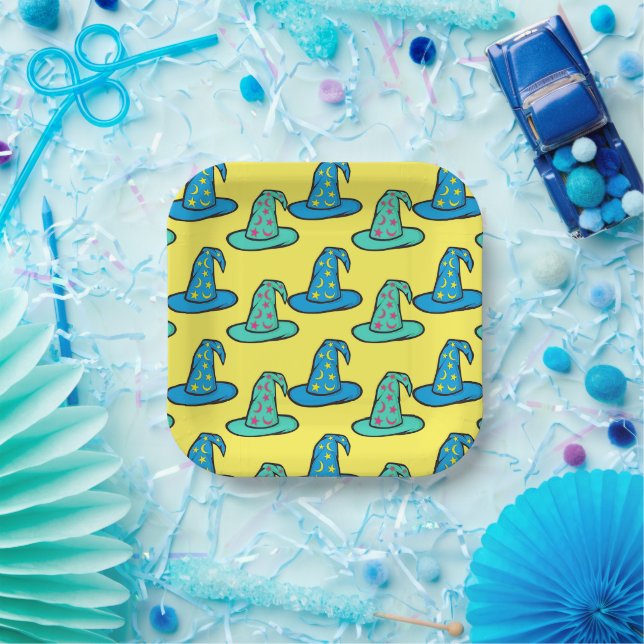 Blue + Teal Wizard Hats Paper Plate (Party)