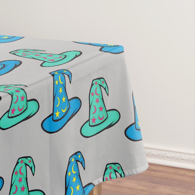 Blue + Teal Wizard Hats Tablecloth (In Situ)