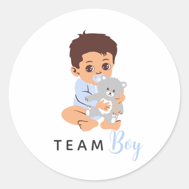 Blue Team Boy Sticker with Baby and Bear (Front)