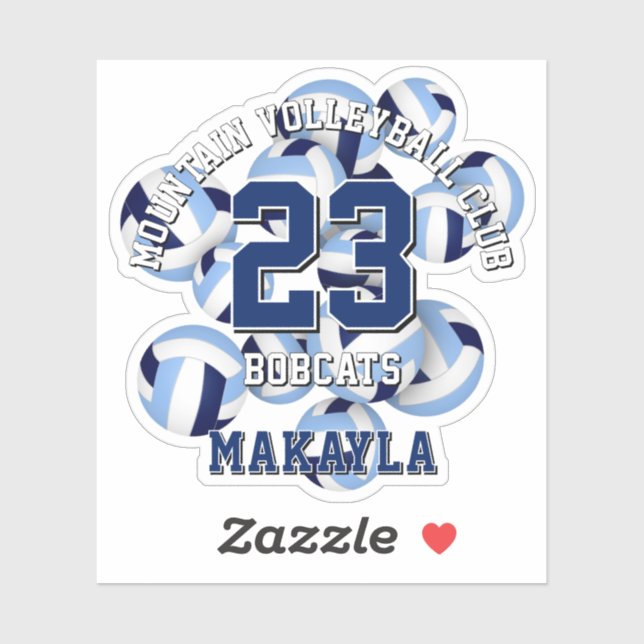 blue team colours volleyballs cluster w kids name (Sheet)